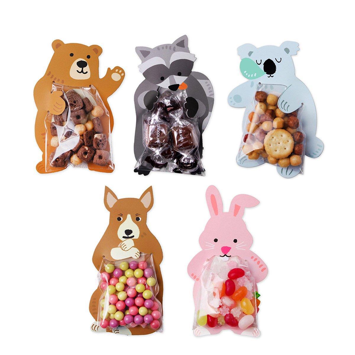 100pcs Cute 3D Cartoon Animal Candy Bags for Party Favors Birthday Gift Wrapping - Koalas