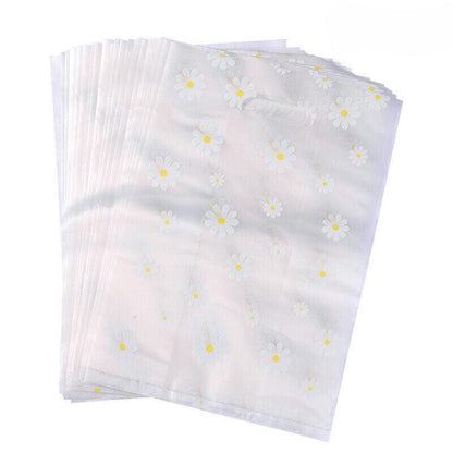 100Pcs Clear Daisy Cookie Bags with Handle - Party Candy Packaging - Daisy