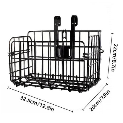 Foldable Bicycle Basket Front and Rear Hanging Storage Rack Bike Accessories - Black