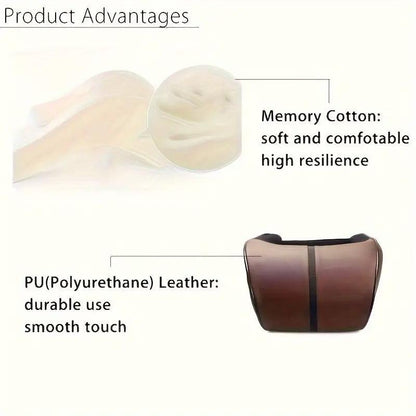 Car Headrest Neck Pillow for Comfortable Travel Support Memory Foam Car Pillow - Red