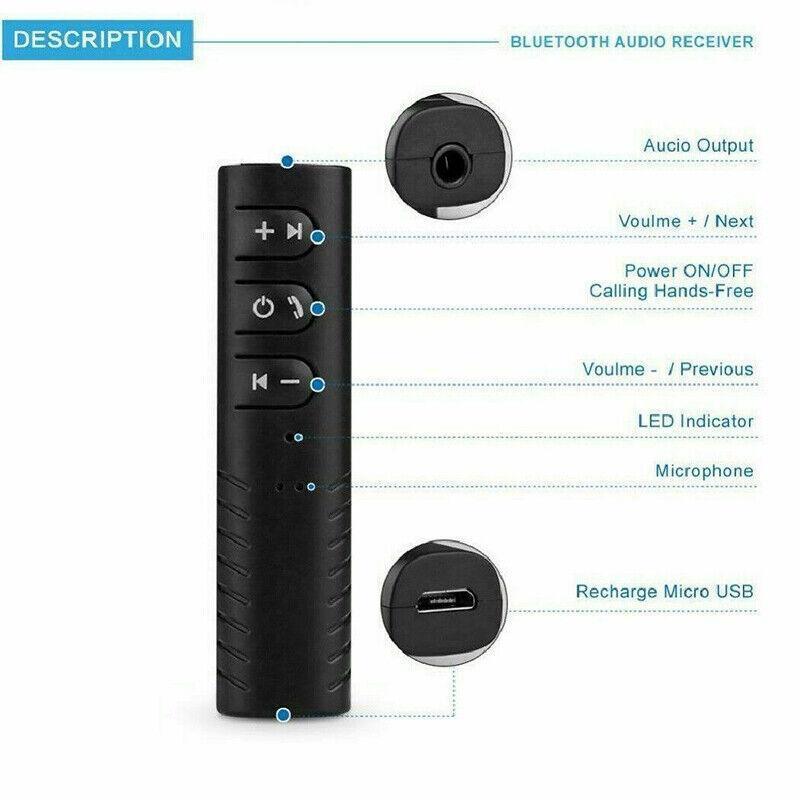 Bluetooth 5.0 Audio Receiver Wireless 3.5mm AUX Music Adapter for Car Home Stereo - White