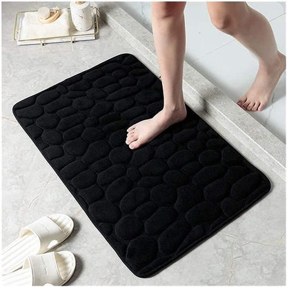 40x60cm Non-Slip Memory Foam Bath Mat Super Absorbent Floor Rug for Bathroom Use - Black