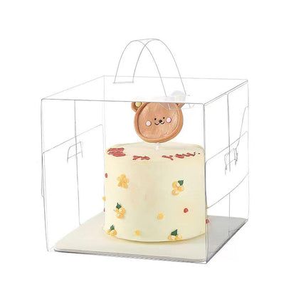 30x Transparent Disposable Cake Boxes with Handles Premium Quality Packagin - 30pcs-5inch-15*15*13cm
