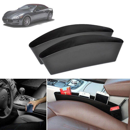 2PCS Seat Side Gap Organiser Storage Box for Phone and Keys Black