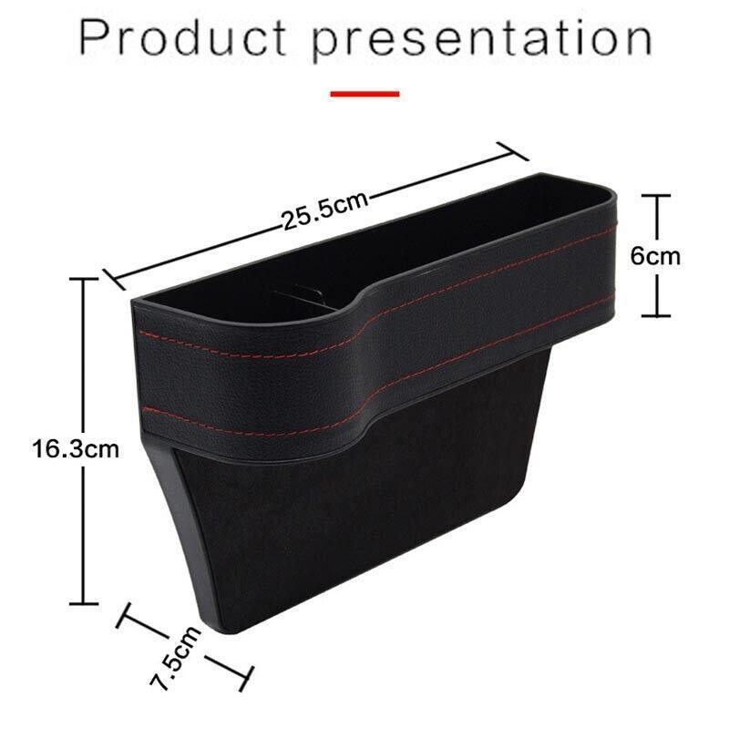 PU Leather Seat Side Gap Storage Box with Phone and Bottle Holder for Car Interior - Brown