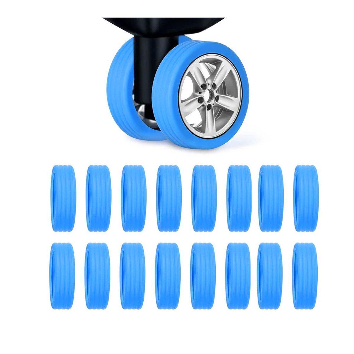 16PCS Silicone Luggage Wheels Cover Caster Shoes Wheel Protector for Luggage - Black
