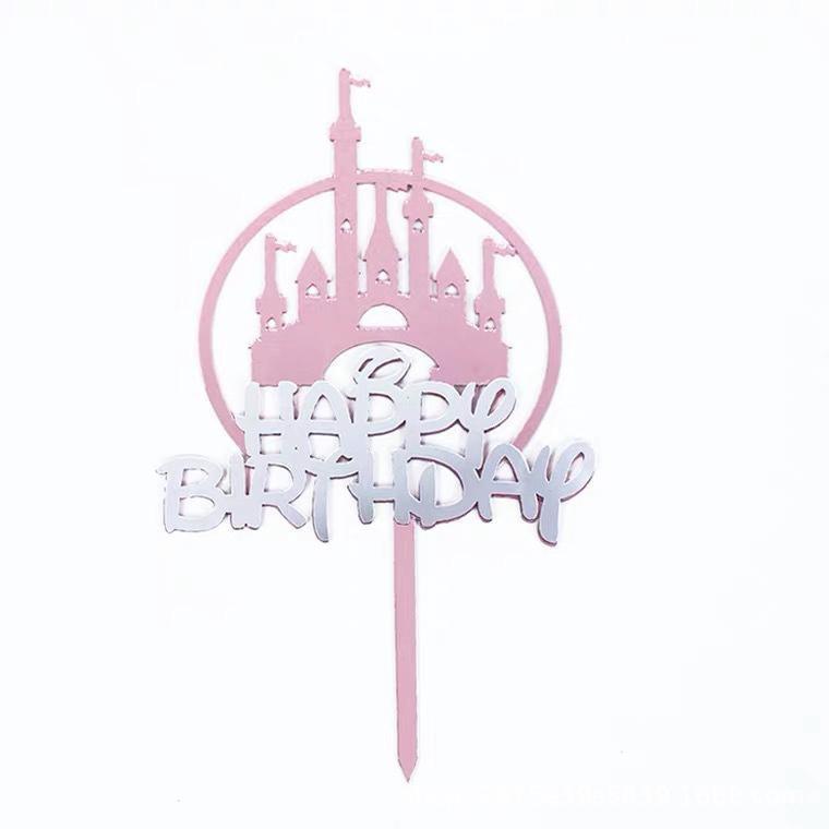 Up to 20pcs Princess Cake Topper Castle Cupcake Party Birthday Supplies Pink - 1pc