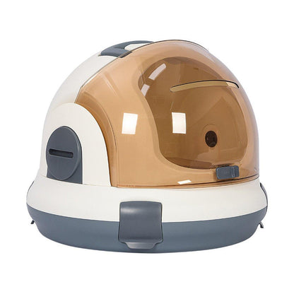 Portable Cat Carrier Space Capsule Large Capacity Aviation Travel Kitty Basket - Champagne