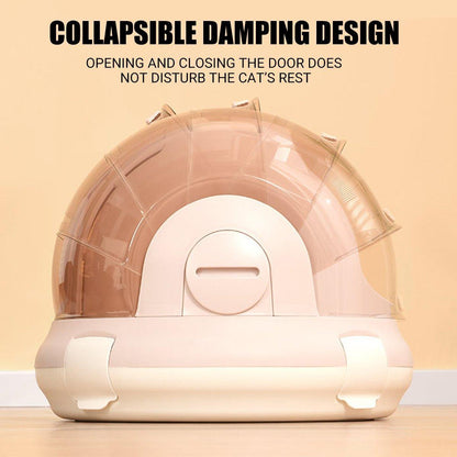 Portable Cat Carrier Space Capsule Large Capacity Aviation Travel Kitty Basket - Grey