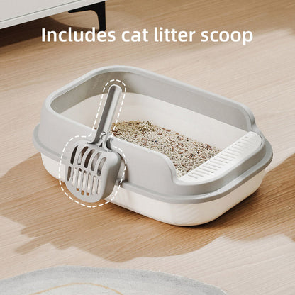 12L Semi Enclosed Large Cat Litter Box with Delivery Shovel Easy Clean Toilet - Green-Orange