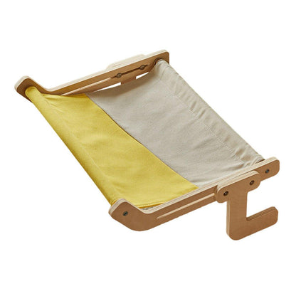 Window Hanging Cat Hammock Solid Wood Sun Bed Nest for All Seasons Durable - Grey+Blue