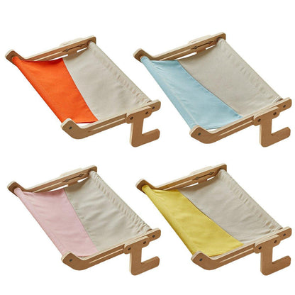 Window Hanging Cat Hammock Solid Wood Sun Bed Nest for All Seasons Durable - Grey+Orange