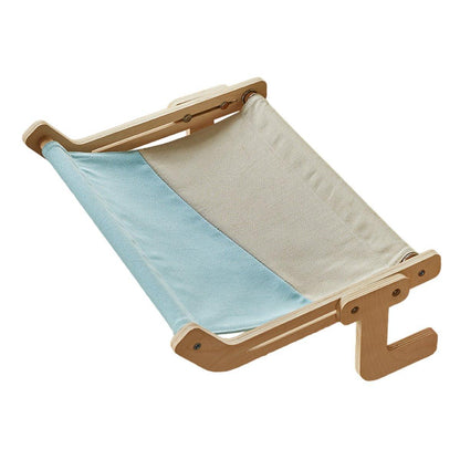 Window Hanging Cat Hammock Solid Wood Sun Bed Nest for All Seasons Durable - Grey+Yellow