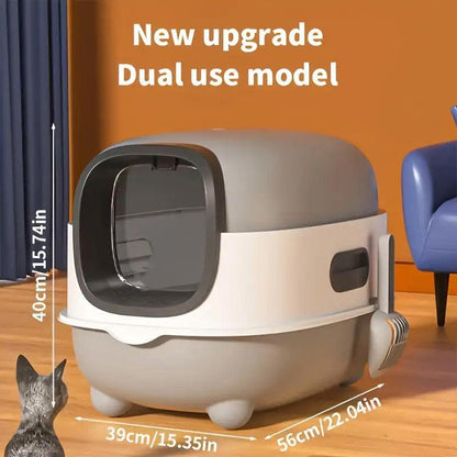 Large Fully Enclosed Cat Litter Box Lift Lid Odour Control Easy Clean Kitty - Purple
