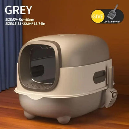 Large Fully Enclosed Cat Litter Box Lift Lid Odour Control Easy Clean Kitty - Purple