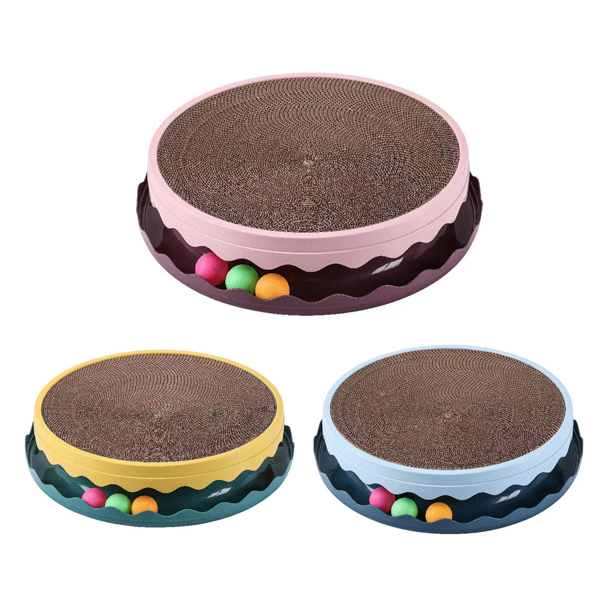 Cat Scratcher Turntable Toy Large Round Corrugated Board Nest Scratch Resistant - Yellow