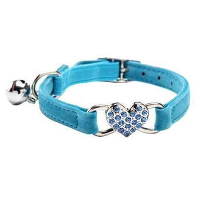 Suede Cat Collar with Adjustable Elastic Bell and Heart Charm for Kittens - red