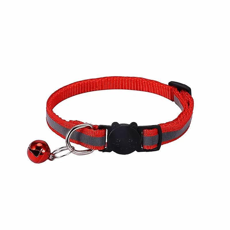 Reflective Cat Collar with Breakaway Buckle and Bell Adjustable for Small Pet Use - Shiny Green
