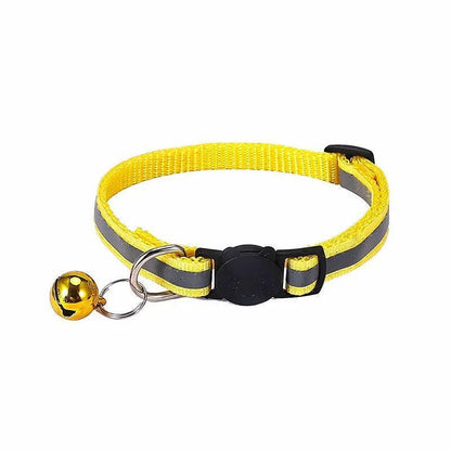 Reflective Cat Collar with Breakaway Buckle and Bell Adjustable for Small Pet Use - Black