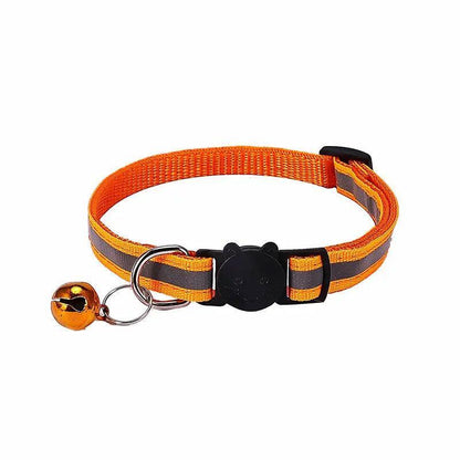 Reflective Cat Collar with Breakaway Buckle and Bell Adjustable for Small Pet Use - Black