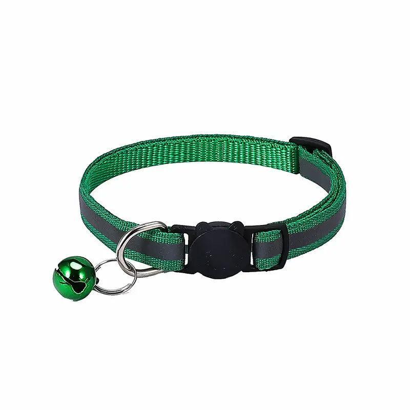 Reflective Cat Collar with Breakaway Buckle and Bell Adjustable for Small Pet Use - Yellow