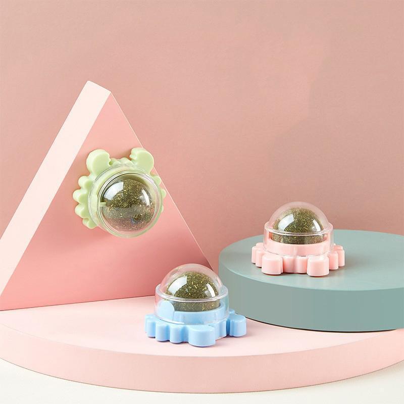 2PCS Rotatable Catnip Mint Ball Cat Treat Toys Licking Snack Cat Molar - Blue
