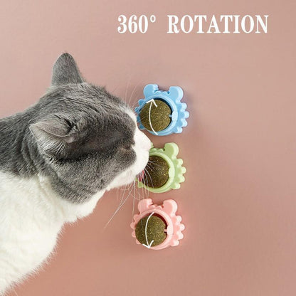 2PCS Rotatable Catnip Mint Ball Cat Treat Toys Licking Snack Cat Molar - Blue