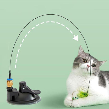 Cat Play Toy Simulation Birds Teaser Wand Interactive Stick with Suction Cup - 1