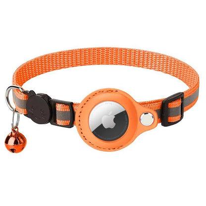 Reflective Pet Collar with Holder for AirTag Tracker – Anti-Lost Cat Dog Tag - Black