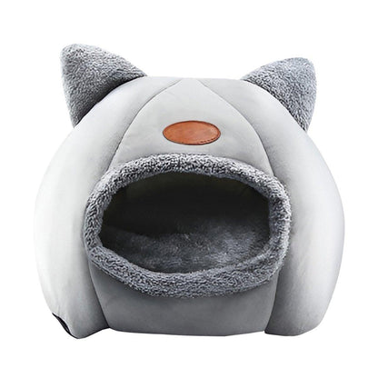 Cat Bed Winter Warm Enclosed Pet House Cozy Indoor Sleeping Nest for Cold Weather - L