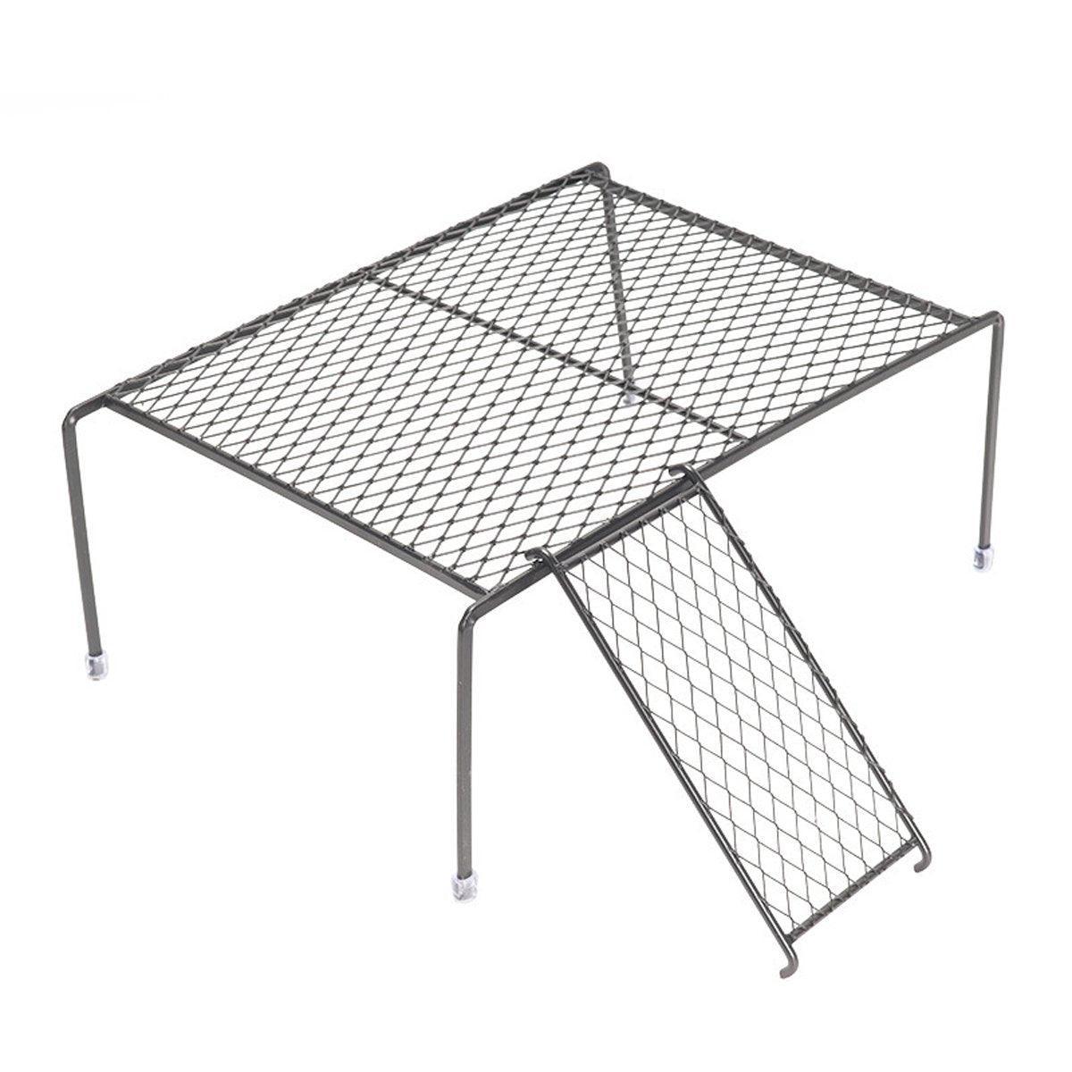 Metal Iron Chicken Feeding Ladder Grid Shelving Landscaping Platform Supplies - Black-L