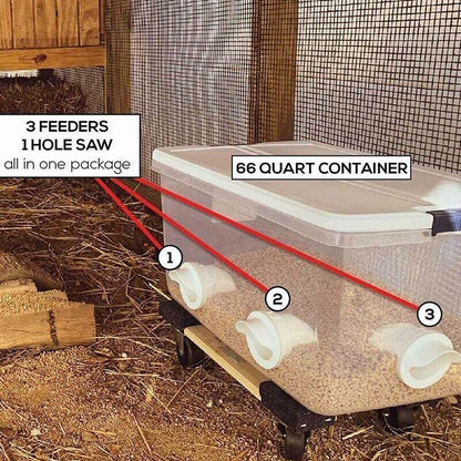 New Chicken Feeder Poultry Pro Feeder Diy Port Pvc Gravity Fed Chicken Feeder - 2 PCS Ports (No Hole Saw)