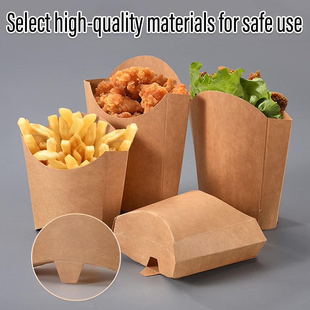 100pcs Kraft Paper Popcorn Box Folding Baking Box Party Snack Treat Container - 11.6x9.1cm
