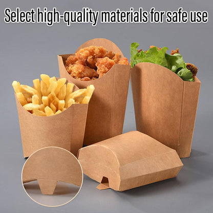 100pcs Kraft Paper Popcorn Box Folding Baking Box Party Snack Treat Container - 11.6x9.1cm