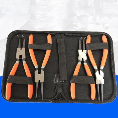 4 Pcs 7inch Circlip Plier Snap Ring Pliers Heavy Duty External Internal With Pouch