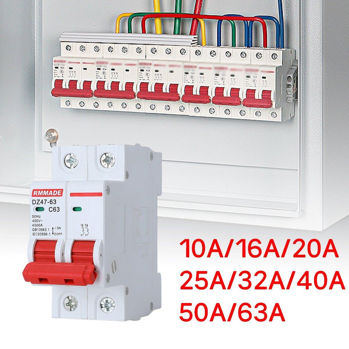AC Circuit Breaker Solar 220-380V 2Pole Double MCB Mini 10-63 Amp - 32A