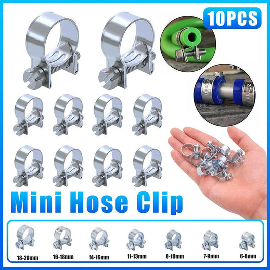 10pcs Galvanized Iron Fuel Hose Clamps For Automobile Air Pipe Secure Grip - 14-16mm