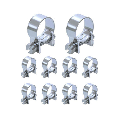 10pcs Galvanized Iron Fuel Hose Clamps For Automobile Air Pipe Secure Grip - 6-8mm
