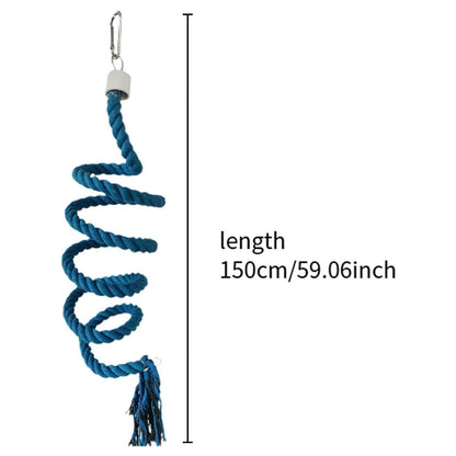 Bird Climbing Rope Toy Cotton Spiral Ladder Parrot Cage Hanging Swing Pet Toy - Blue