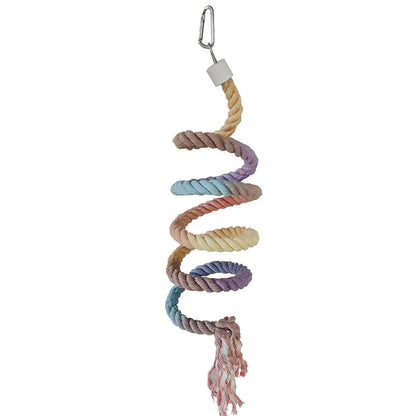 Bird Climbing Rope Toy Cotton Spiral Ladder Parrot Cage Hanging Swing Pet Toy - Blue
