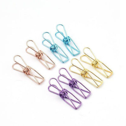 10X Spring Paperclips Metal Wire Hollow Out Clips 33mm Mini Binder Paper Clip - Blue