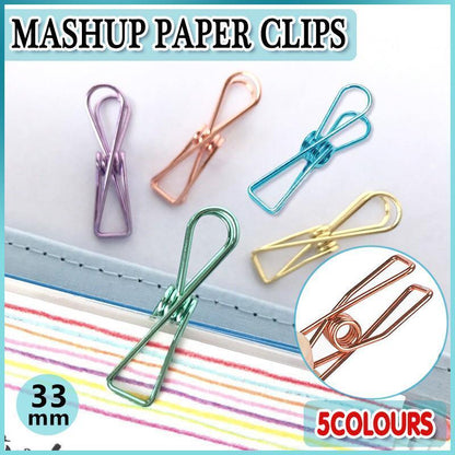 10X Spring Paperclips Metal Wire Hollow Out Clips 33mm Mini Binder Paper Clip - Rose Gold