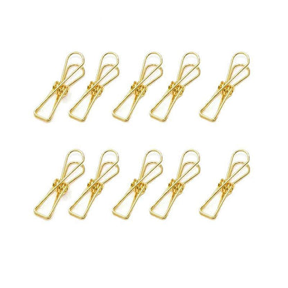 10X Spring Paperclips Metal Wire Hollow Out Clips 33mm Mini Binder Paper Clip - Rose Gold
