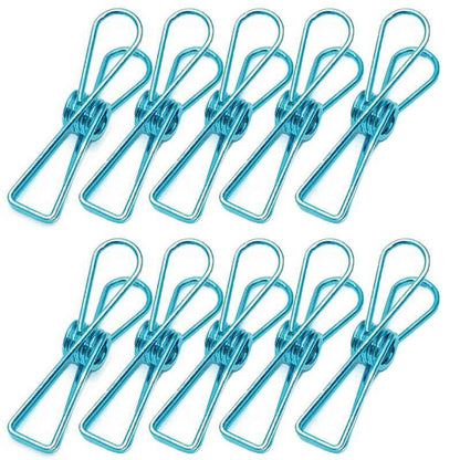 10X Spring Paperclips Metal Wire Hollow Out Clips 55mm Mini Binder Paper Clip - Blue