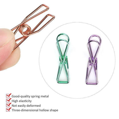 10X Spring Paperclips Metal Wire Hollow Out Clips 55mm Mini Binder Paper Clip - Gold