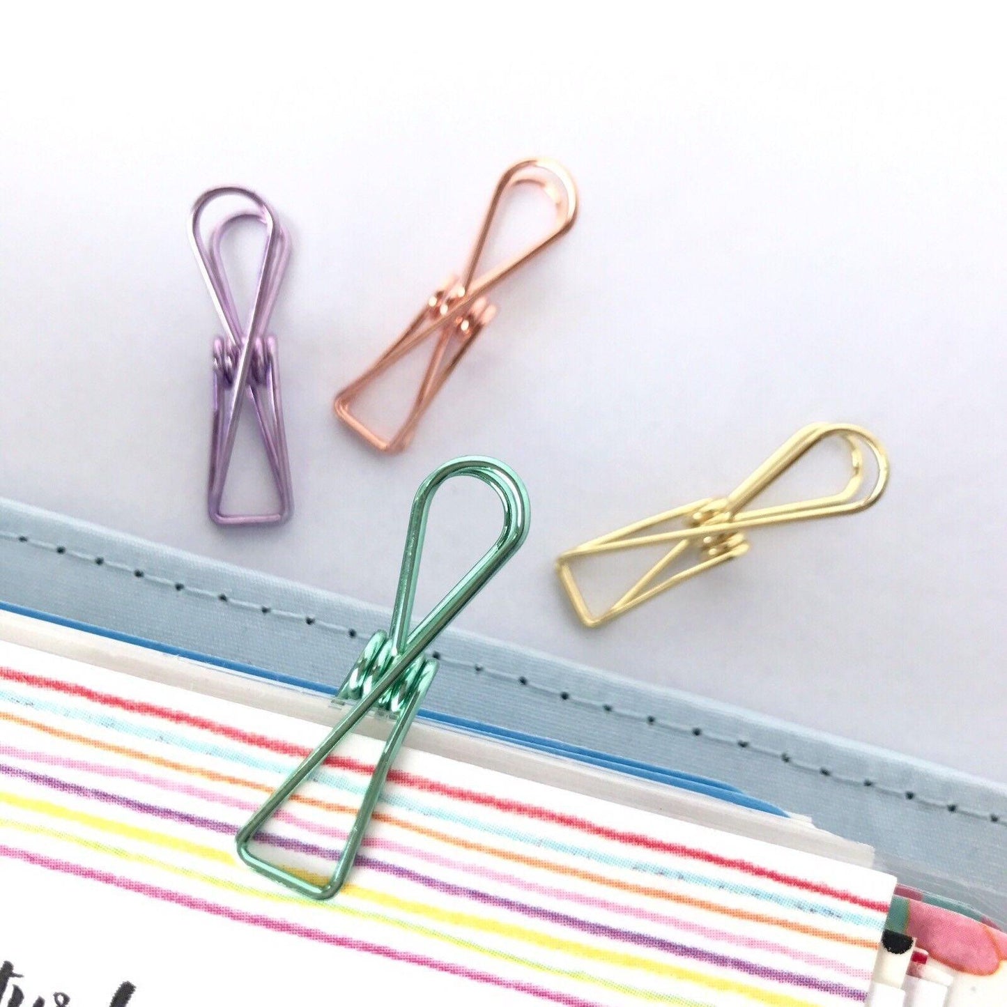 10X Spring Paperclips Metal Wire Hollow Out Clips 55mm Mini Binder Paper Clip - Green