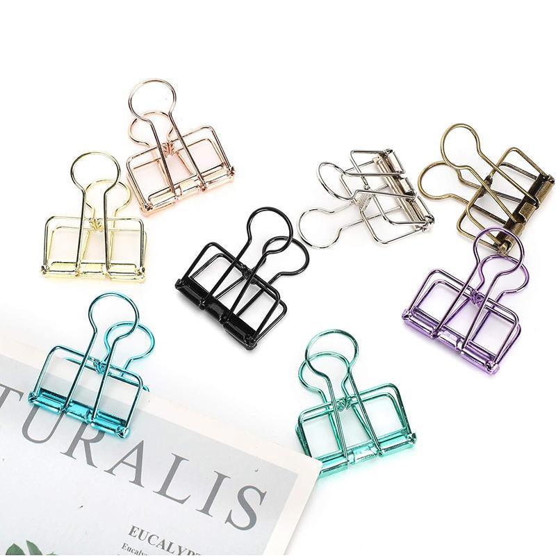 Solid Color Hollow Out Swallowtail Metal Binder Bookmark Clips Office Supplies - Blue