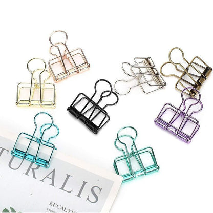 Solid Color Hollow Out Swallowtail Metal Binder Bookmark Clips Office Supplies - Purple