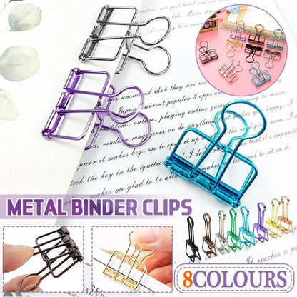 Solid Color Hollow Out Swallowtail Metal Binder Bookmark Clips Office Supplies - Silver