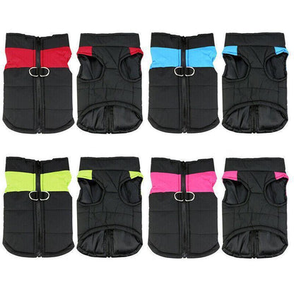 L Size Large Dog Jacket Padded Waterproof Pet Clothes Warm Windbreaker Vest Coat Winter - Red